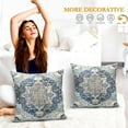 thumbnail image 2 of Boho Throw Pillow Covers Vintage Blue Yellow Pattern Bohemian Style with Floral Square Pillowcase Linen Cushion Cover Farmhouse Decorative Pillowcase for Sofa Sofa Bedroom Pack of 2 18 x 18 Inch, 2 of 6