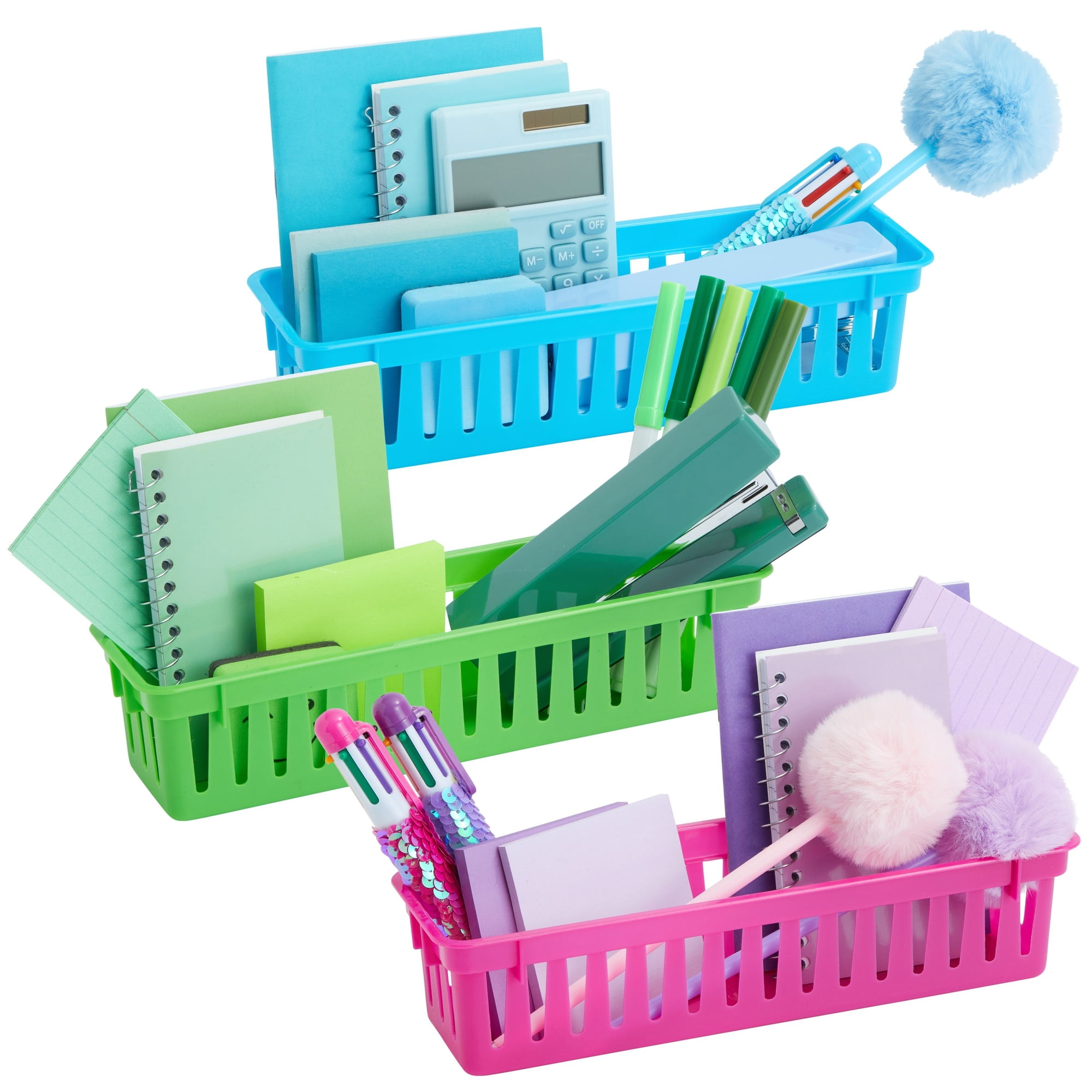 8pcs 4 Colors Plastic Pen & Pencil Baskets Trays for Classroom Organizer  Storage for sale online