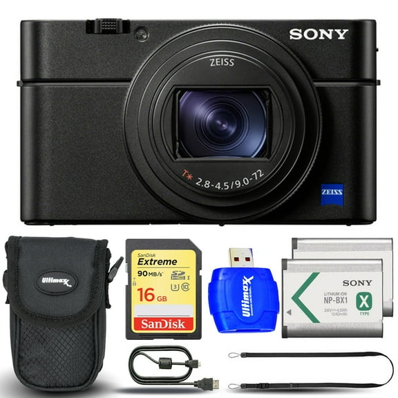 Sony Cyber-shot DSC-RX100 VII Digital Camera   EXT BATT   Pouch 16GB Bundle