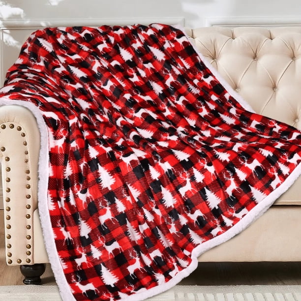 Hitime Cobija de Forro Polar de Sherpa Navideño para Adultos, Cobija Suave y Cálida para el Invierno, Cobija Gruesa y Peluda (Cobija - 50" x 60")