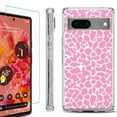 thumbnail image 1 of Shockproof Bumper Phone Case for Google Pixel 7, with Tempered Glass Screen Protector, by OneToughShield ® - Giraffe/Pink, 1 of 4