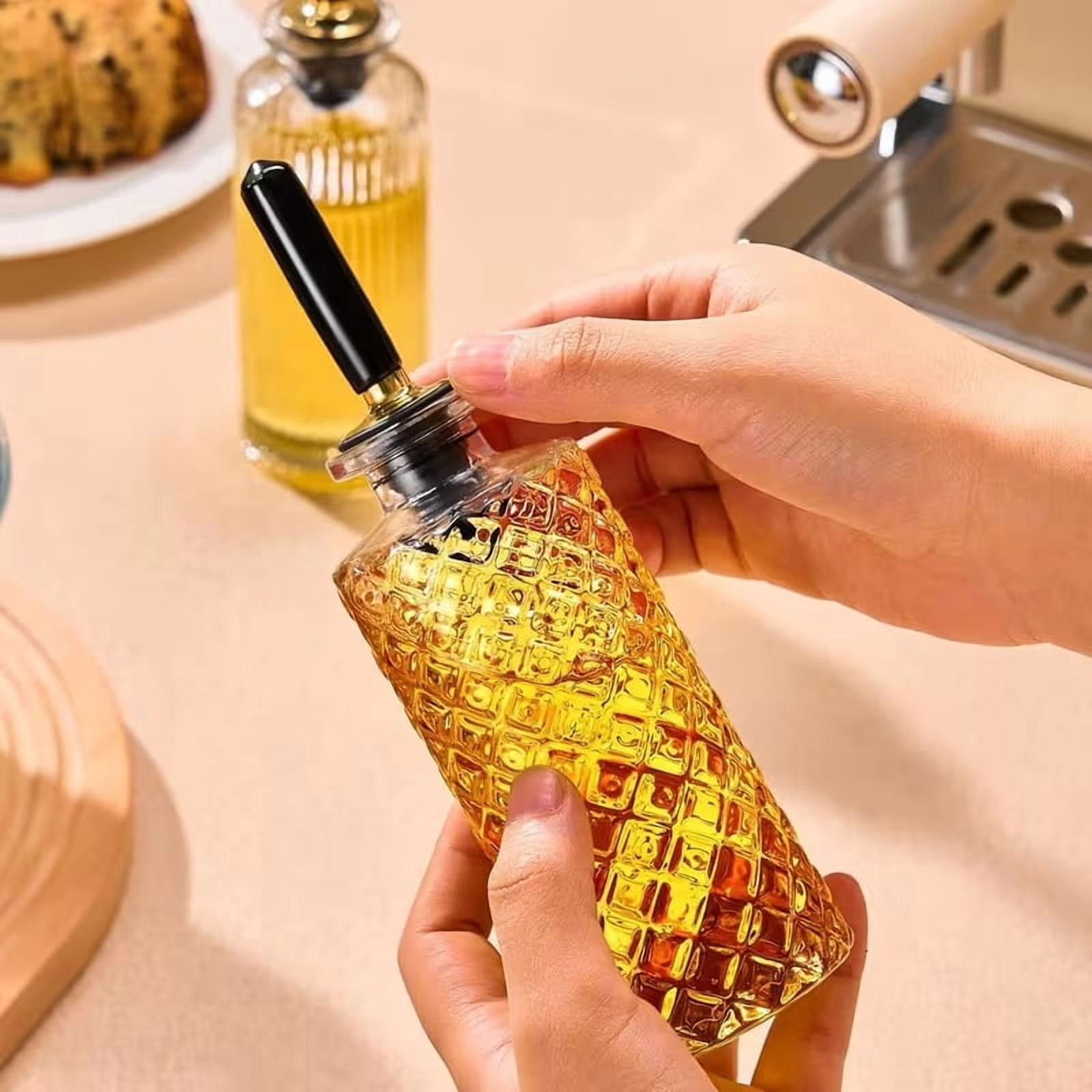 5 oz Glass Syrup Dispenser Bottle with Metal Pour Spout for Coffee, Maple Syrup, Honey, and Sauces