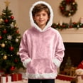 thumbnail image 2 of SRZYMJ Boys Flannel Hooded Pullover Sweatshirt Soft Cozy Casual Wear Youth Childrens Outerwear Jacket Top Light Pink 10-11 Years, 2 of 7