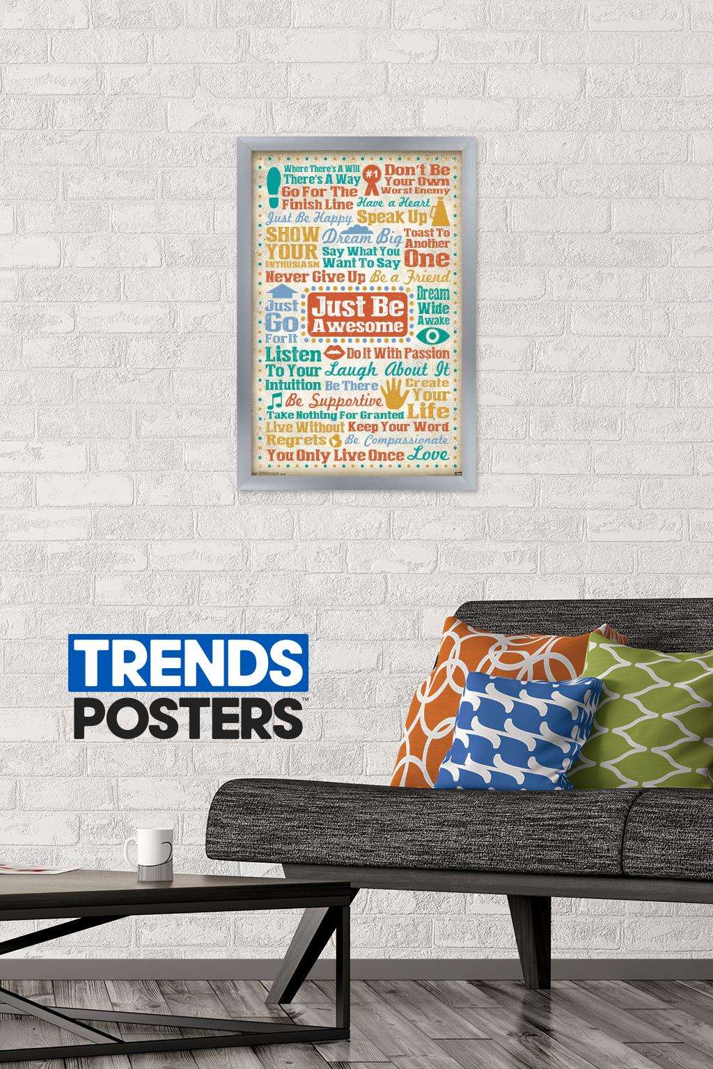 Just Be Awesome Wall Poster, 14.725" x 22.375", Framed