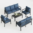 thumbnail image 3 of MRUAKA Aluminum Patio Furniture Set, 7 Pcs Modern Outdoor Sofa Sets, Outdoor Sectional Patio Conversation Set with Coffee Table for Backyard, Poolside,Navy, 3 of 10