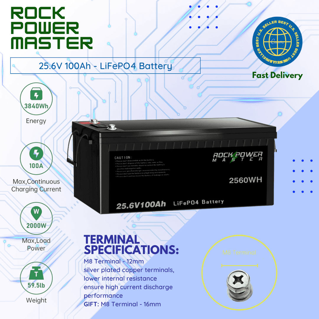 24V100Ah / 24V200Ah LiFePO4 Battery with Built-in BMS, Lithium Rechargeable Battery for RV, Solar, Marine, Home Energy, Off-Grid Applications etc.