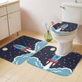 thumbnail image 4 of Rocket Stars Bathroom Rugs Set Moon Sky Non Slip Absorbent Soft Bath Mats 3 Piece Set with Bathroom Rug, U-Shaped Floor Mat, Toilet Seat Cover Small Size, 4 of 9