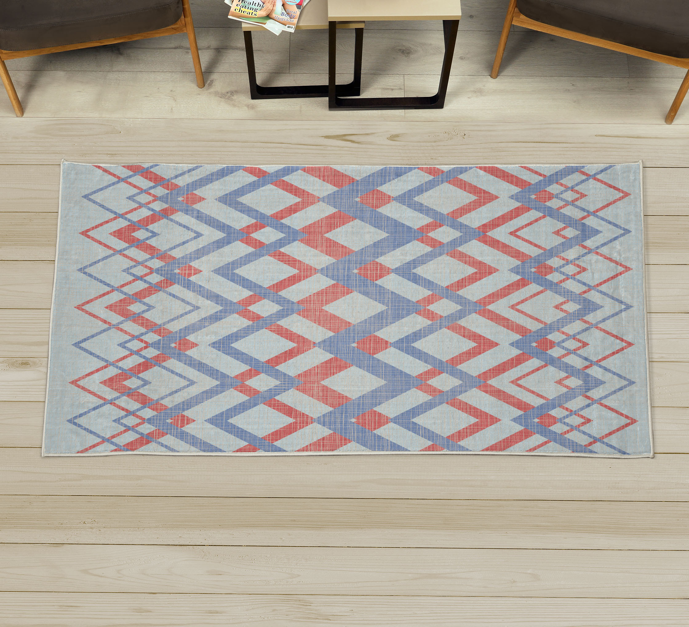 Overlapping Outdoor Rugs Chevron Decorative Rug, Vintage Overlapping Zigzag Lines Thin and Thick ...