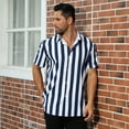 thumbnail image 5 of IDOPIP Mens Summer Striped Shirts Button Down Short Sleeve Vintage Beach Hawaiian Shirts, 5 of 9