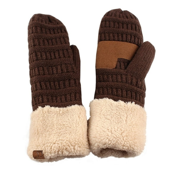 CC Brand Color Block Sherpa Lined Mitten Accessories Brown/Beige