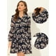 thumbnail image 2 of INSPIRE CHIC Vestido fluido con cintura elástica y manga farol de gasa floral para mujer Azul oscuro M, 2 of 3