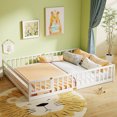 thumbnail image 4 of Costway Queen Size Floor Bed with Full Length Safety Guardrails & Door for Boys, Girls White, 4 of 10