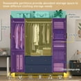 thumbnail image 3 of Blotout 70" Armoire Wardrobe Closet with Mirror, LED Wardrobe Armoire with 2 Drawers, 4 Door Wood Armoire Storage with Hanging Rods and Multi-Layer Shelves, 3 of 7