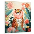 thumbnail image 2 of Designart "Green and pink Leopard tropical elegance IV In Brown and Pink"Leopard/Cheetah Animal Metal Wall Art Brown Modern Living Room Wall Art, 2 of 6