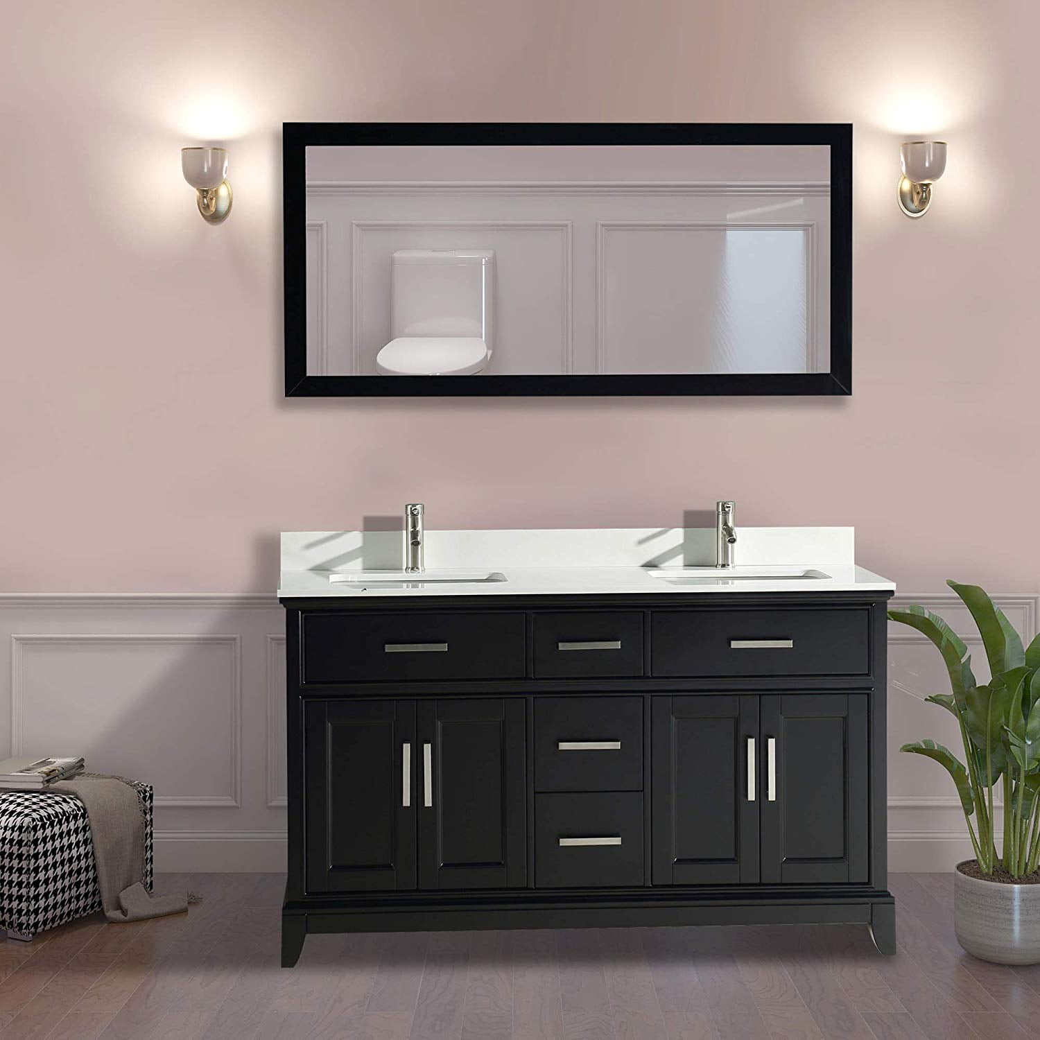 Vanity Art 60" Double Sink Bathroom Vanity Combo Set 5