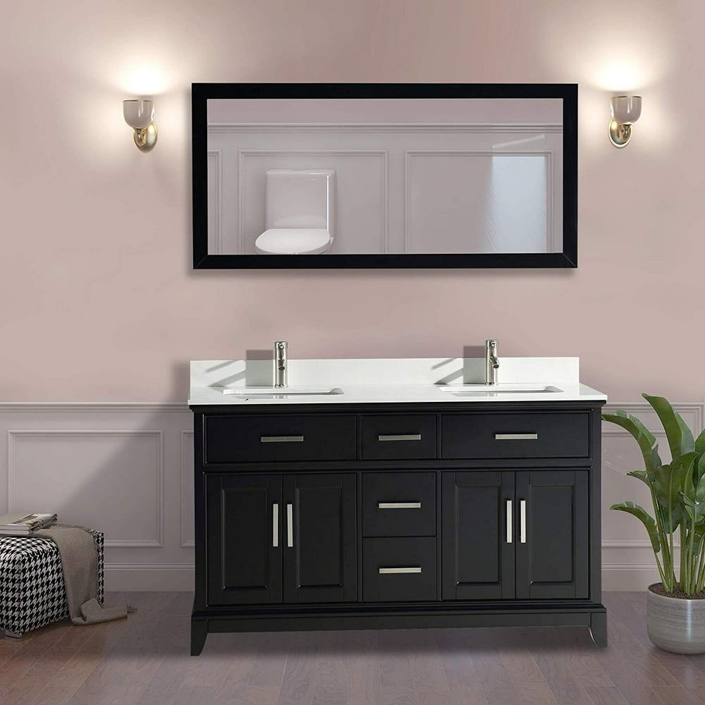 Vanity Art 60" Double Sink Bathroom Vanity Combo Set 5-Drawers, 2