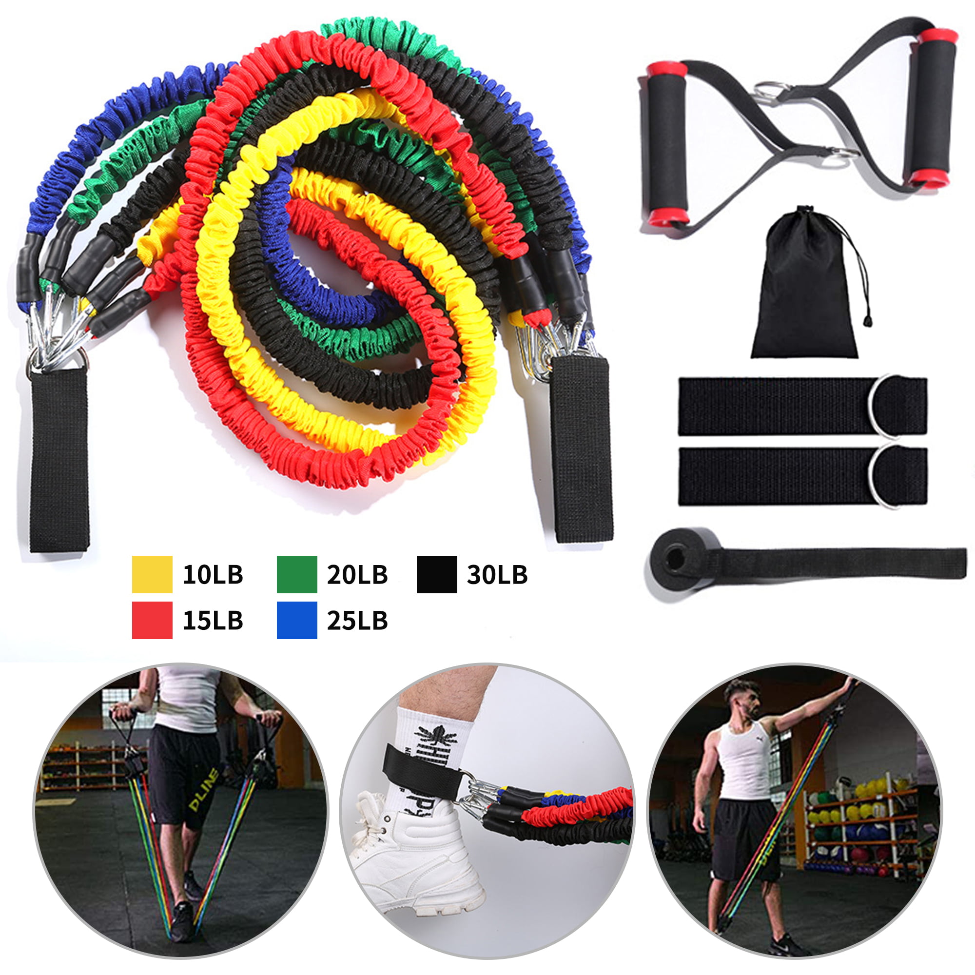 11pcs Resistance Band Rope FitnessTubes Cords Home Workout Training Crossfit 