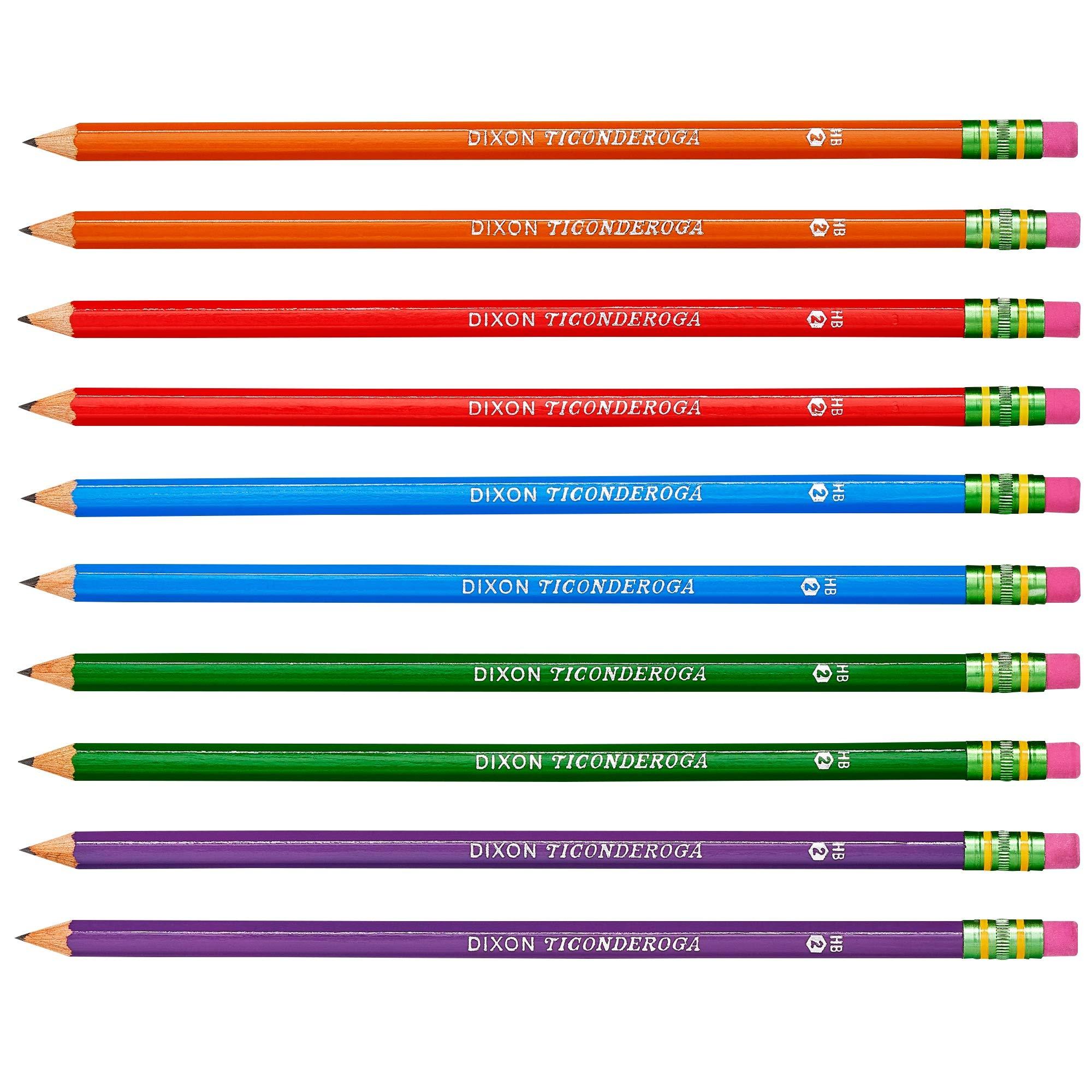 Dixon Ticonderoga Wood-Cased #2 Pencils, Black Lead, Box of 10, Assorted Color Barrels (13932) - image 4 of 7