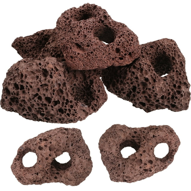 Milisten 6Pcs Aquarium Volcanic Stone Decorative Fish Tank Volcanic Rocks Plant Fixer Ornaments