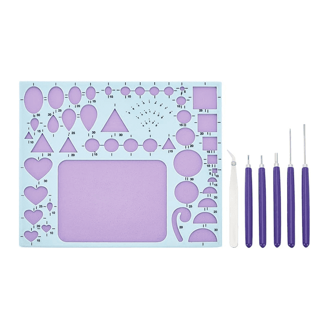 Kit de 7 Herramientas de Quilling de Papel para Principiantes Adultos Juego de Herramientas de Quilling Ranuradas con Regla Geométrica, Bolígrafo Ranurado y Pinzas
