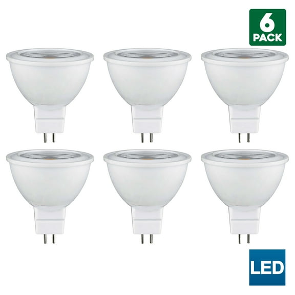 6 Pack Sunlite MR16 LED Bulb, 120 Volt, 5 Watt, 3000K Warm White, 450 Lumens, 80 CRI, GU5.3 Base, 30,000 Hour Long Life, 50W Equivalent, Energy Saving, Cool Touch