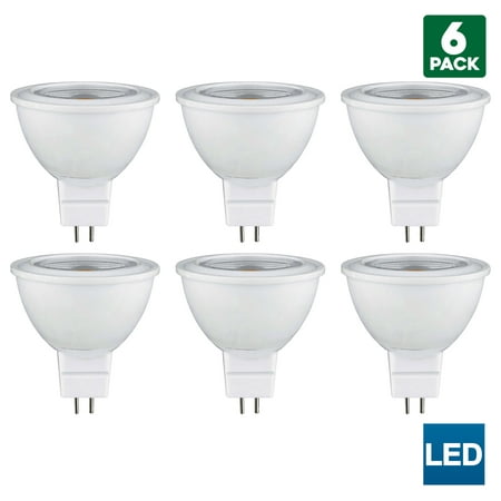 6 Pack Sunlite MR16 LED Bulb, 120 Volt, 5 Watt, 3000K Warm White, 450 Lumens, 80 CRI, GU5.3 Base, 30,000 Hour Long Life, 50W Equivalent, Energy Saving, Cool
