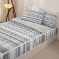 thumbnail image 2 of Castle Fairy Geometric Horizontal Stripe Zipper Twin Comforter Sets with Fitted Sheet and 2 Pillowcases,Mid Century Thin Line Zipper Bedding Set,Gray Silver White,Reversible, 2 of 7