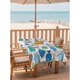 thumbnail image 2 of Outdoor Tablecloth with Umbrella Hole for Patio/Picnic/Party/Camping, Pink Fishes Waterproof Table Cloth Rectangle Table Cover Washable, Cartoon Coastal Ocean Fish Striped (60"x 120"), 2 of 8