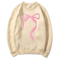 thumbnail image 4 of Women Sweatshirts Pullover Tops Shirts Round Neck Cute Bow Printed Long Sleeved Pullover Hoodless Loose Fit Tops Casual Fall Outfits Clothes Khaki-L, 4 of 5