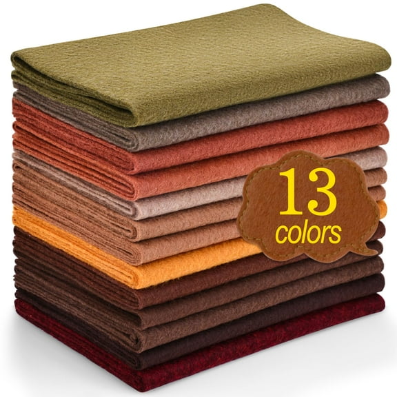 13 Rolls Soft Felt Fabric Sheets 8x35 Inches 1.4mm Thick, Assorted Dark Brown Colors for DIY Craft Sewing Patchwork Nonwoven Material, Multicolor