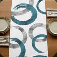 thumbnail image 5 of Turquoise Grey Table Runner 72 Inches Long, Cotton Linen Table Runner Dresser Scarf, Geometric Circle Modern Abstract Simple Art Fabric Tablerunners for Dining Tables Wedding Holiday Party 13"x72", 5 of 9