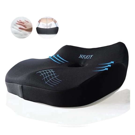NFJOY Ergonomic Donut Pillow for Tailbone Pain, Office Chair, Car Seat, Hemorrhoid, Memory Foam Cushion