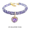 thumbnail image 4 of AuroraX Crystal Heart Pet Necklace Adjustable Rhinestone Dog Collar Bling Fashion Party Wedding Pet Supplies for Dog Cat Purple, 4 of 6
