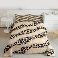 thumbnail image 2 of Homewish Fashion Cheetah Print Bedding Comforter Set, Leopard Wildlife Twin Comforter Sets, Brown Abstract Stripes Reversible Bedding Set, Breathable Home Decor, 2pcs, 2 of 8