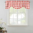 thumbnail image 2 of Tie Up Valances for Windows, Orange Red Checkered Adjustable Valance Curtains Window Treatment for Living Room/Bedroom, Farmhouse Buffalo Plaid Rod Pocket Kitchen Curtains & Drapes 42x18 Inch, 2 of 9