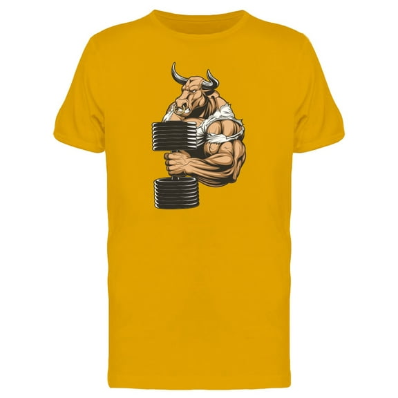 Strong Bull With Barbell T-Shirt Men -Image by Shutterstock, Male XX-Large