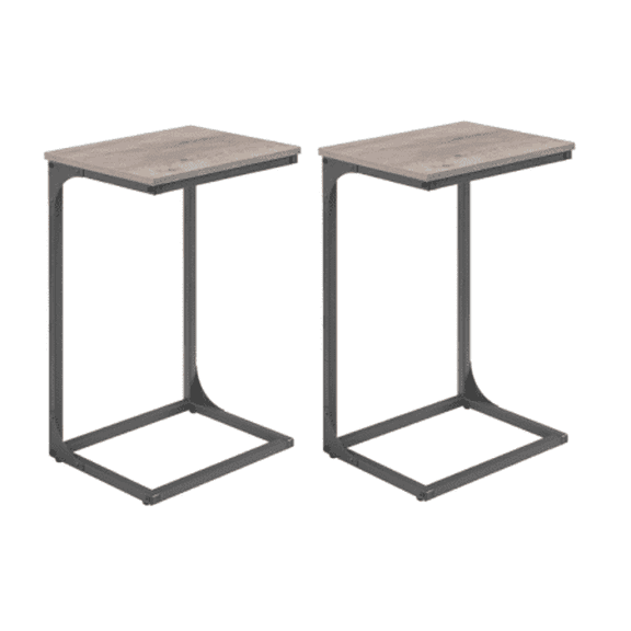 VASAGLE Modern C-Shaped End Table Set - Sturdy Metal Frame Accent Table, Compact Sofa Side Table for Living Space, Greige & Black