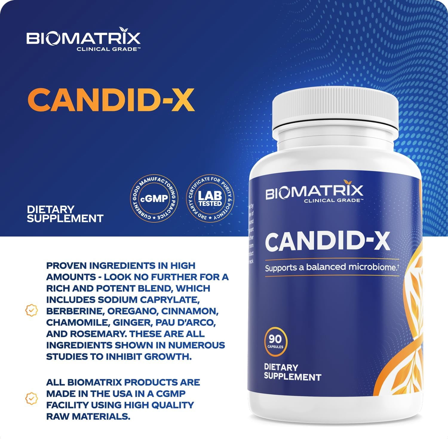 BioMatrix Candid-x | Candida Support, Oregano, Sodium Caprylate, Botanical Complex (90 Capsules)