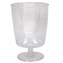 VeZee's Hanna K. Signature 8oz Footed Wine Stemware, Disposable Clear Plastic Wine Glass for Elegant Parties, Weddings & All Occasions:50 Cups