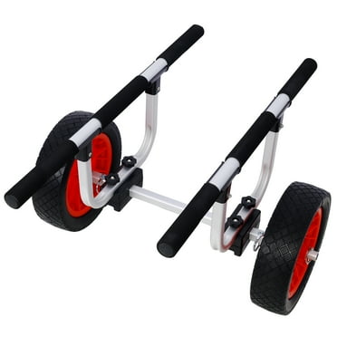 Adjustable Heavy Duty Kayak Cart with 12" Flat-Free Beach Wheels - Width Adjustable Canoe Cart for Easy Transport Ideal Kayak Trailer Dolly Trolley Cart