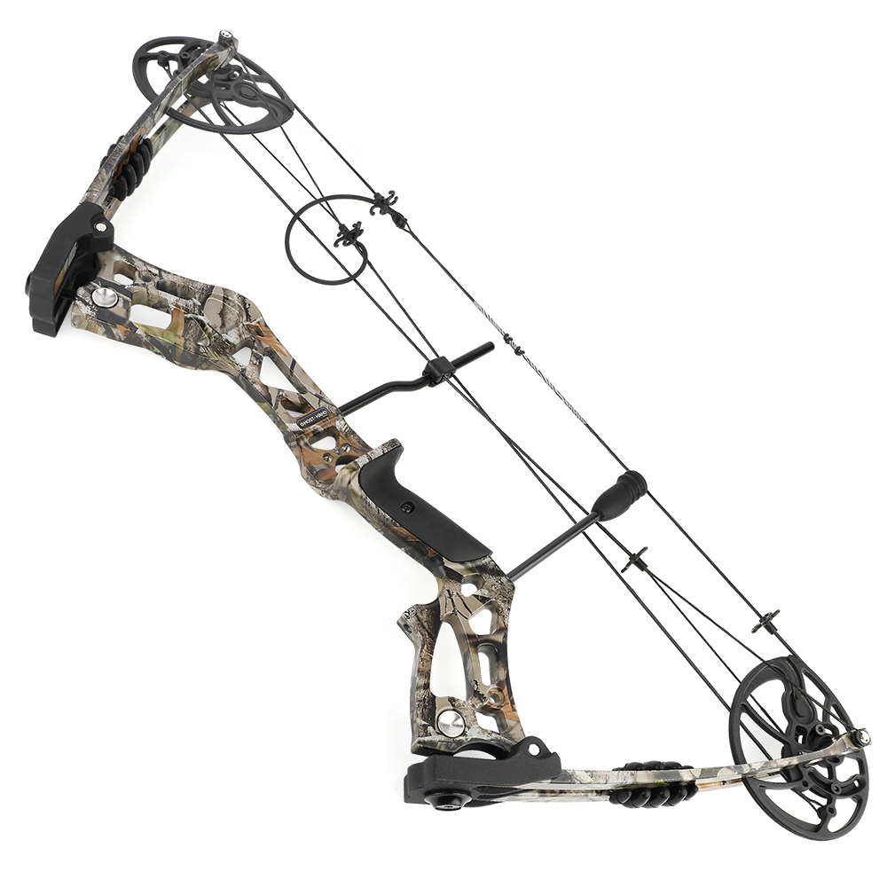 Adult Compound Bow, Adjustable 30-70 lbs Draw Weight, 23.5"-31" Draw Length, 30.5" Axle-to-Axle, 75% Let-Off, Aluminum Alloy Riser, Fiberglass Limbs, Black/Camouflage