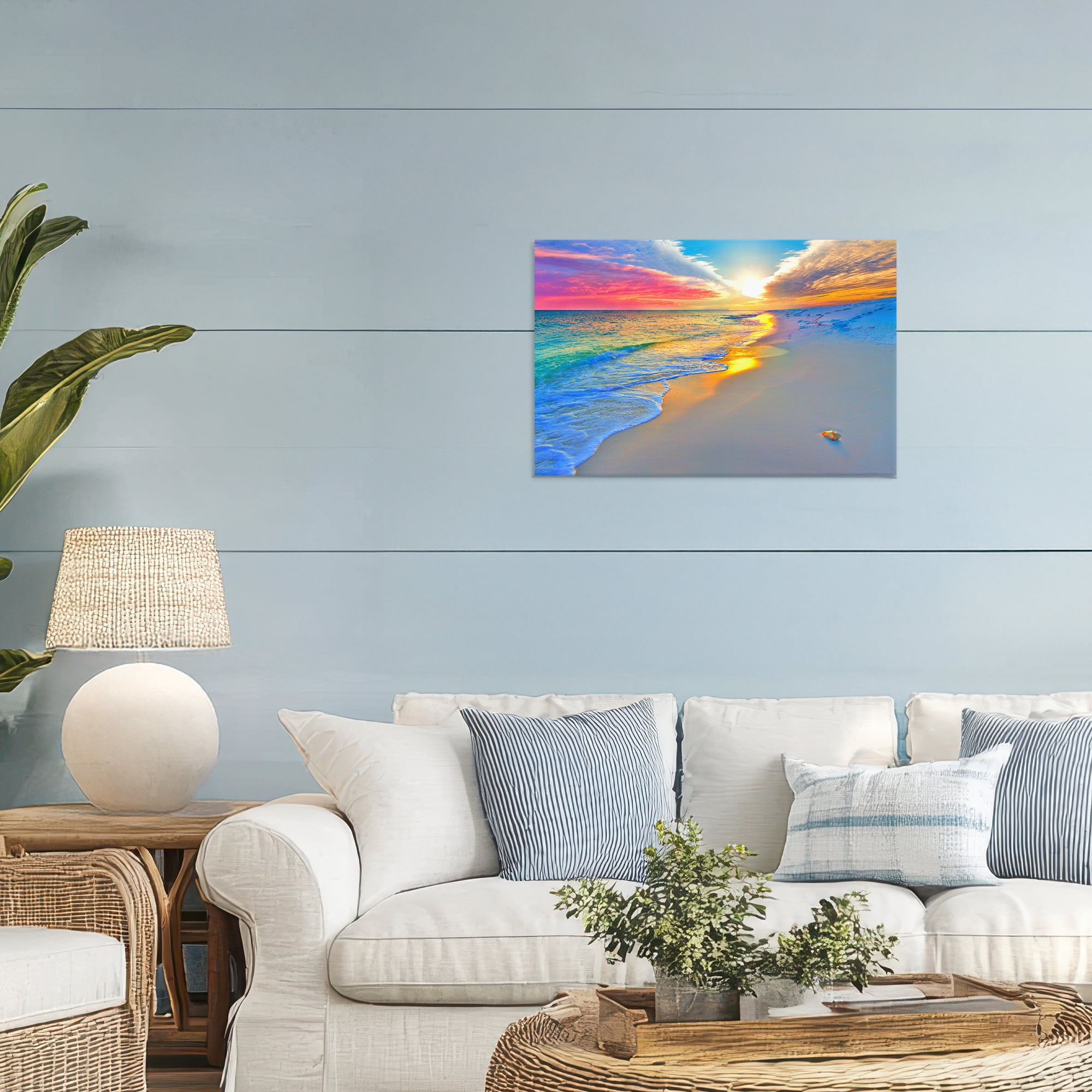 Stupell Industries Prismatic Rainbow Sunset Beach Canvas Wall Art, design by Eszra Tanner