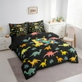 thumbnail image 3 of Manfei Initial Letter R Bedding Comforter Set 7 Pieces,Cute Dinosaur King Bedding Sets,Pink Black Bed Sheets For Boys,Breathable Bedroom Decoration Reversible, 3 of 7