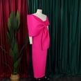 thumbnail image 5 of AURA Plus Size Women Sexy V Neck Big Bow High Waist Split Maxi Party Dress Elegant Bodycon Evening Gown, 5 of 8