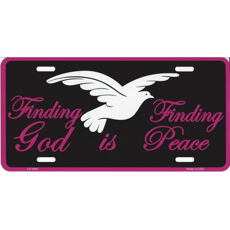 Peace Sign License Plate - Finding God Is Finding Peace license Plate