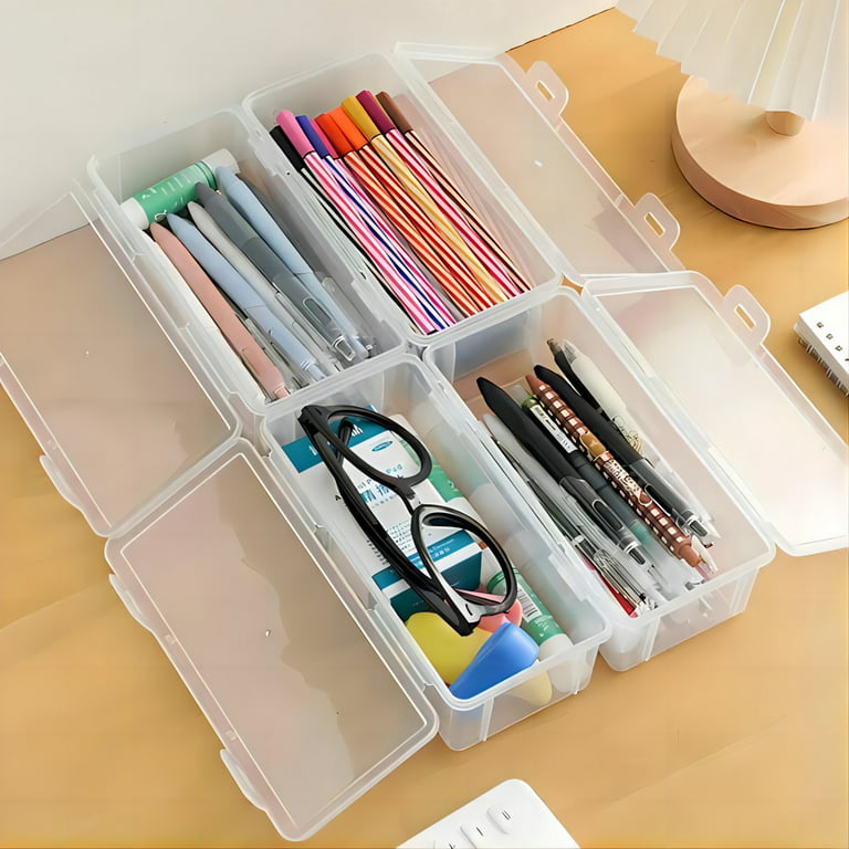 Pencil Case Back to School Supplies Under $1 Extra Large Capacity Plastic  Pencil Box Stackable Translucent Clear Office Supplies Storage Organizer  Box