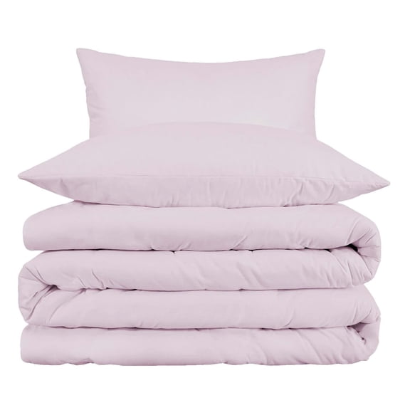 HomeRoots 528120 11 x 9 x 4.5 in. Cotton Blend Duvet Cover Set Lilac - King Size - 3 Piece