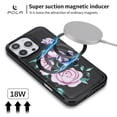 thumbnail image 5 of for iPhone 13 Pro Max Floral Pattern PU Leather + TPU Magnetic Wireless Charging Case, Classic Shockproof Ultra Slim Drop Protective Anti-Scratch Lightweight Women Girls Back Cover, Black, 5 of 8