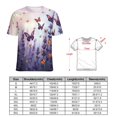thumbnail image 2 of Lavender T-Shirt O Neck Retro Print Big Size T-Shirts Short Sleeve Tees Womens Pretty Design, 2 of 5