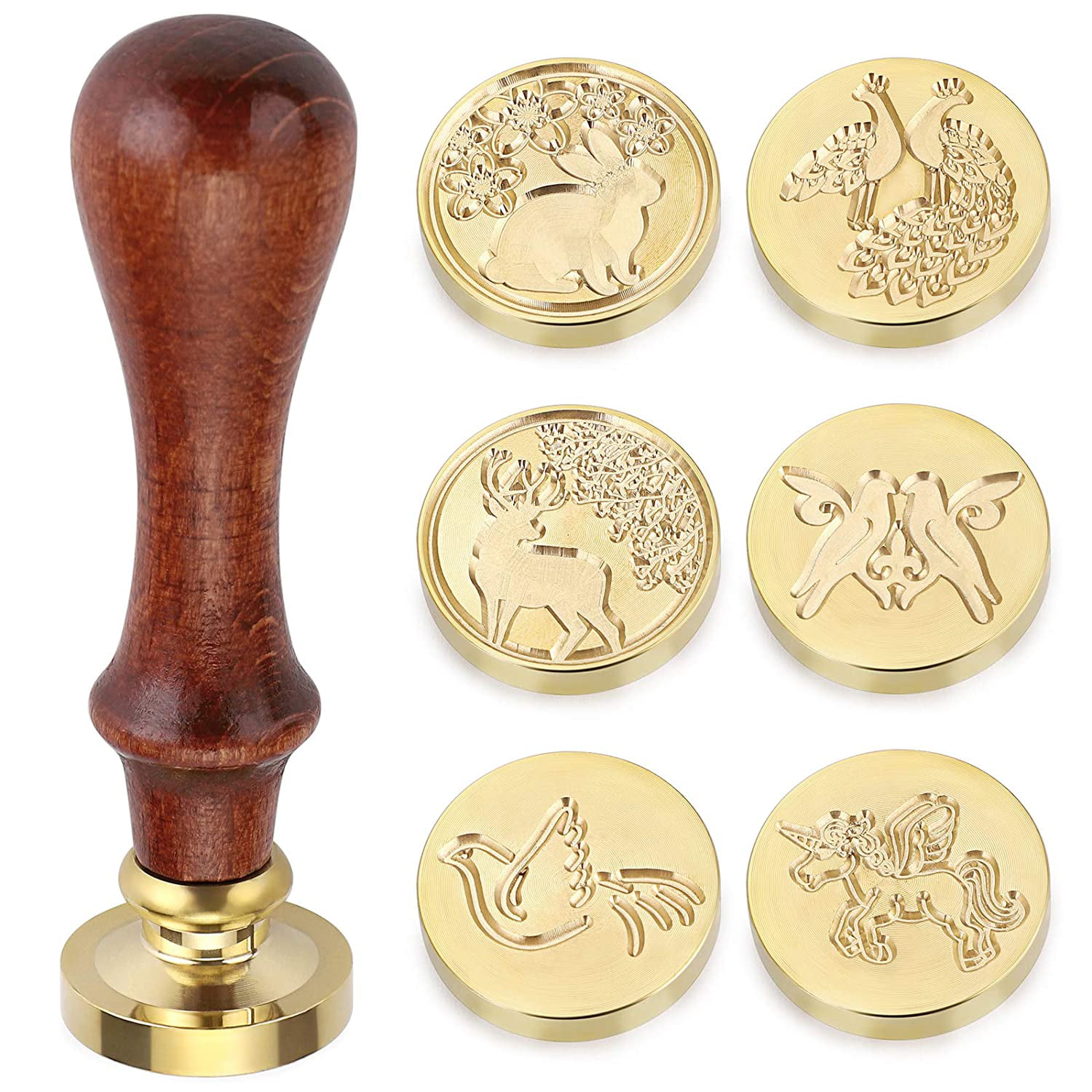 Retro Sealing Wax Stamps Wooden Handle Seal Stamp Wedding Letter Gift Card Kit